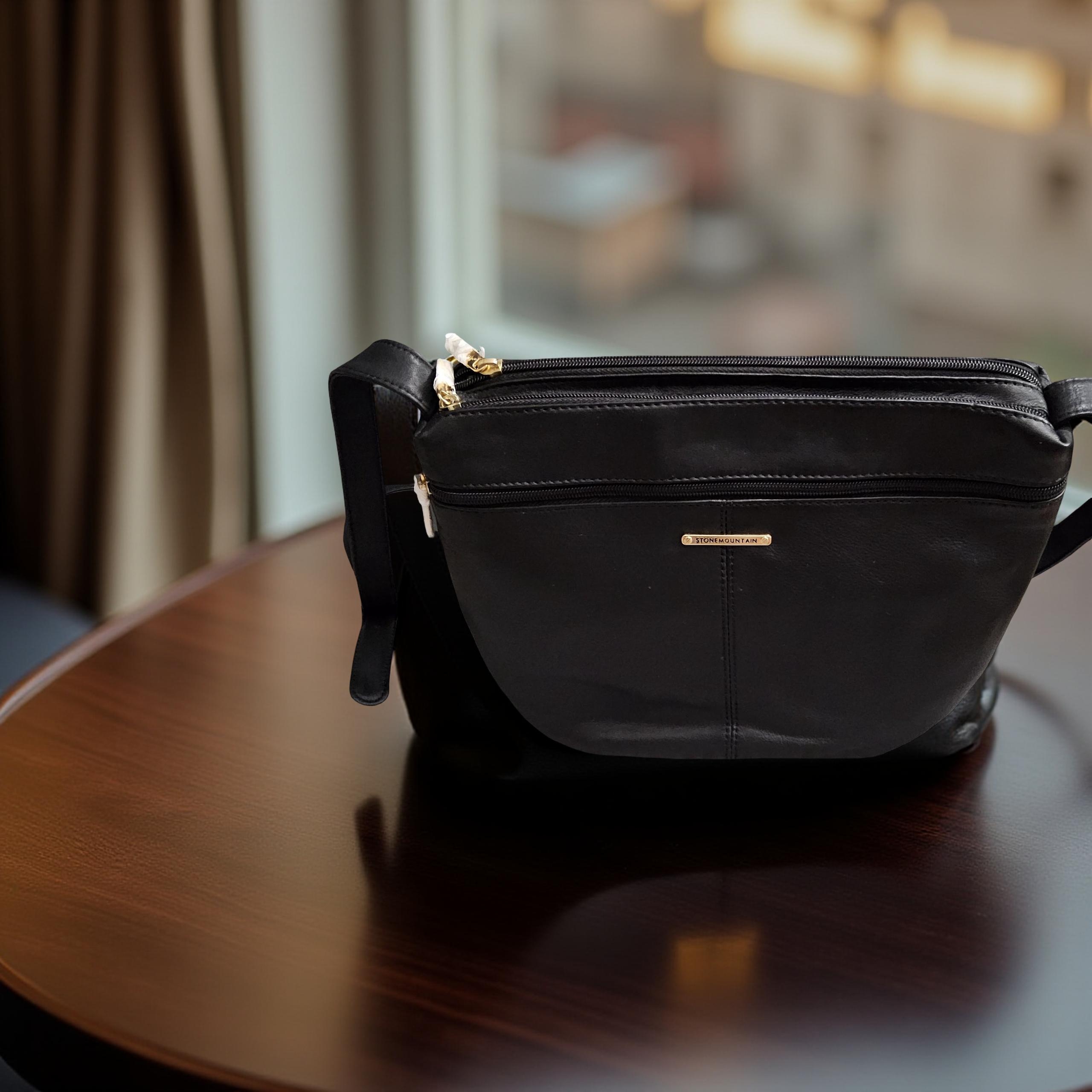 New Stone Mountain Hampton Multi Compartment Black Hobo Bag